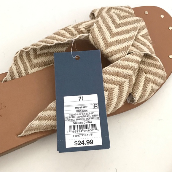 UNIVERSAL THREAD Knotted Slide Sandals Tan Slip On Sandals Women’s Size 7.5 - Picture 13 of 15